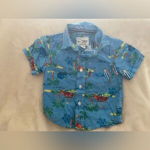 Boys Tropical Paradise Button-Down Shirt EUC 6-9mos
